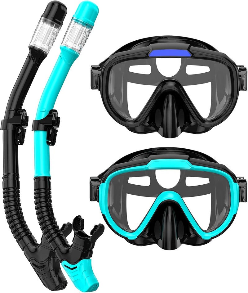 Seovediary Snorkel Set Adults Snorkeling Gear Anti-Fog Panoramic View Swim Mask Dry Top Snorkel Kit with Carry Bag for Snorkeling Scuba Diving Swimming Travel - Image 1